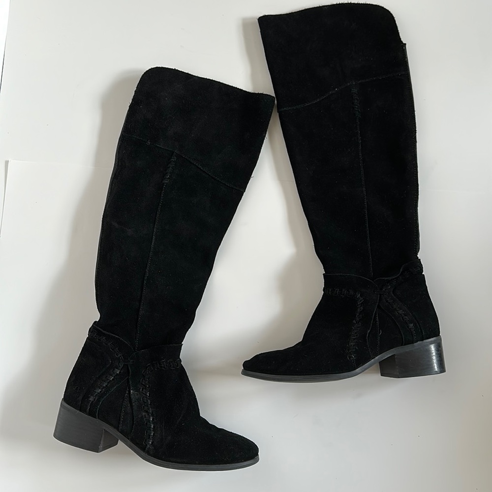 Vince Camuto Kenvesha Leather Black knee high Suede Boots